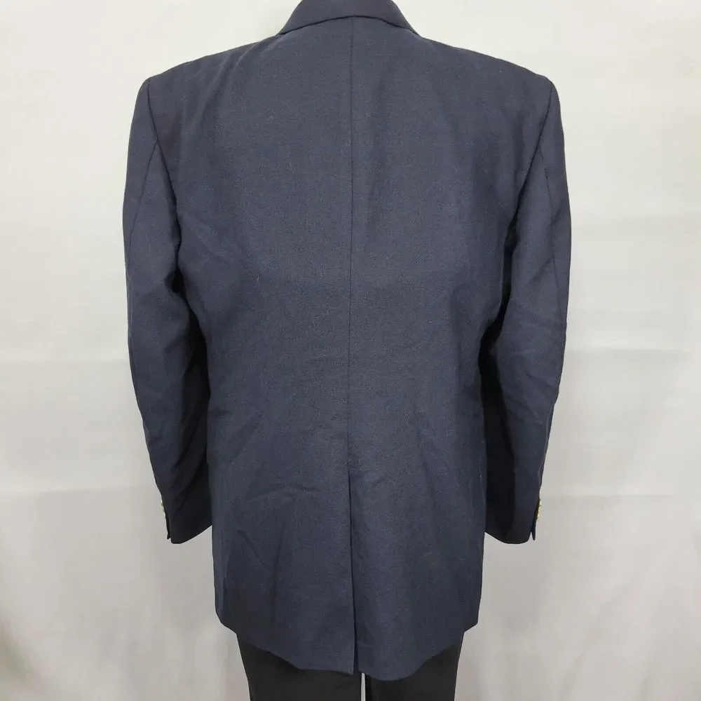 Stafford Men's Sport Coat‎ Blazer Two Button Navy Blue Polyester Wool Size 44L